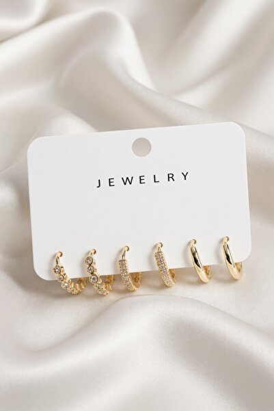 LYKOS Gold Color Zircon Stone Women's Earring Set