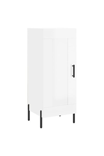 vidaxl Servantă, alb extralucios, 34,5x34x90 cm, lemn compozit
