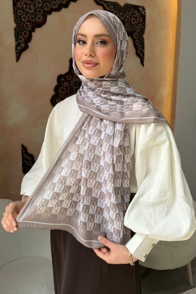 İmajButik Stone Monogram Patterned Soft Shawl