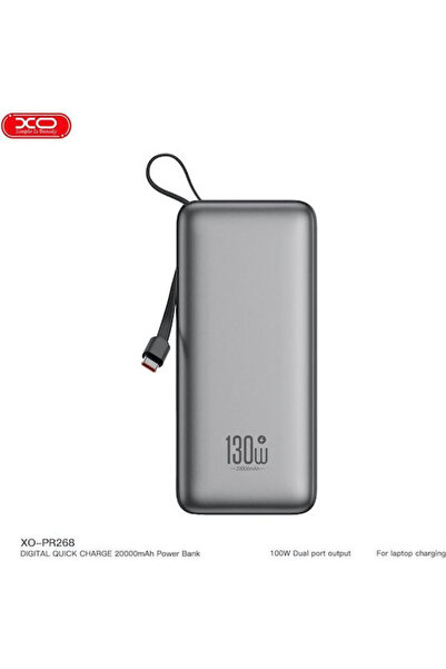 Xo PR268 Power Bank 20000mAh 130W με θύρα USB-A Γκρι