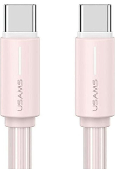Usams Καλώδιο USB 2.0 USB-C αρσενικό - USB-C 60W Ροζ 1μ (SJ734USB04)