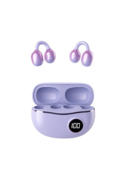 SMRSTORE YXG10 TWS Kablosuz Kulaklık Mor Bluetooth 5.4 Açık Kulak Spor Kulakl...