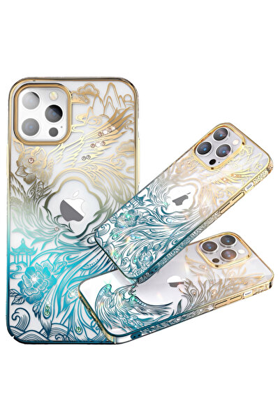 Kingxbar Husă iPhone 14 Plus cu cristale de lux Phoenix Gold