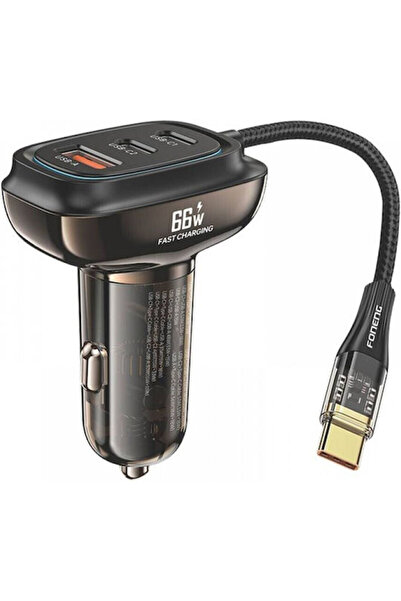 FONENG Φορτιστής αυτοκινήτου 66W με θύρες: 1xUSB 2xType-C με καλώδιο Type-C