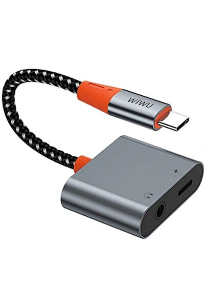 WIWU Μετατροπέας USB-C αρσενικό σε 3.5mm / USB-C θηλυκό Γκρι 1 τεμάχιο