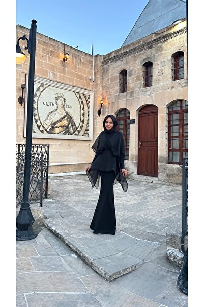 Bess Store Asian Hijab Tulle Detailed Evening Dress