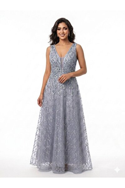 DAY BY DAY Women's Evening Dress Long Embroidered Sequined Gown