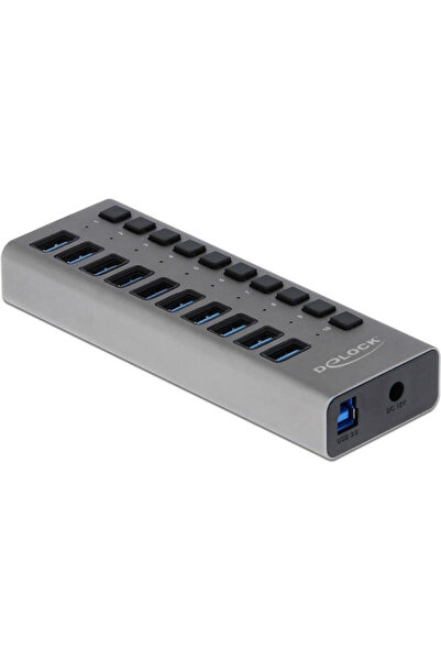 DELOCK Διανομέας USB 3.0 10 Θυρών με σύνδεση USB-A Γκρι Κωδικός: 63670