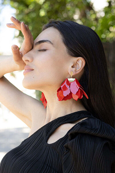 HAIArt Peplum Earrings - Patent Red
