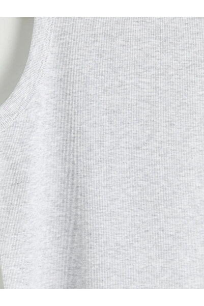 LC Waikiki Gray Crew Neck Ribbed Girls' Undershirt