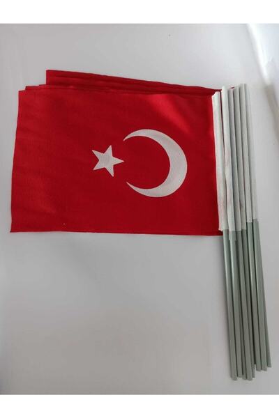 Lona Sanat Türk Bayrağı Sopalı 20x30 Kumaş (30 LU)