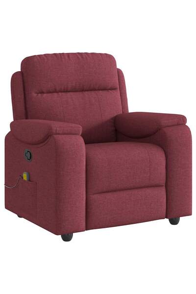 vidaxl Fotoliu de masaj rabatabil, roșu vin, material textil