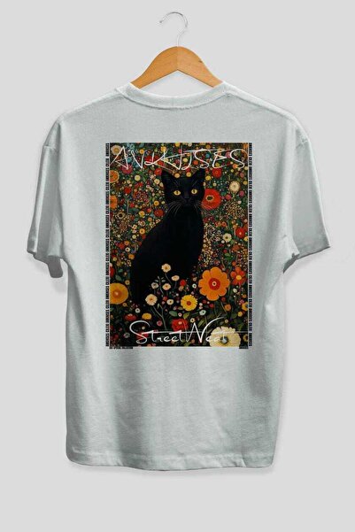Ankhises 80 Cats for Cat Lovers Printed White Oversize T-Shirt 100% Cotton Un...