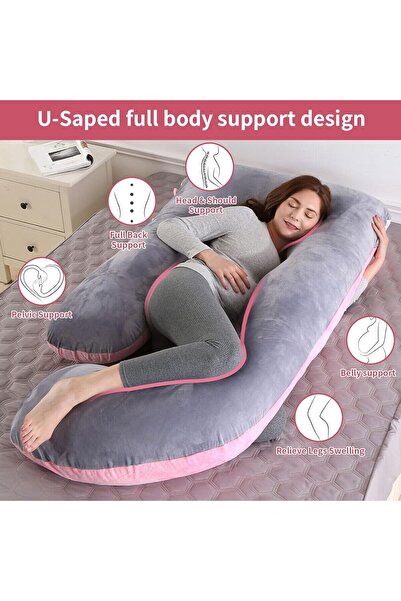 Yoawllty G-Shaped Pregnancy Pillow, Full Body Pillow with Replaceable and Was...