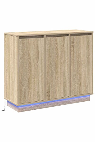 vidaxl Bufet LED Stejar Sonoma 90 x 32 x 75 cm Lemn compozit