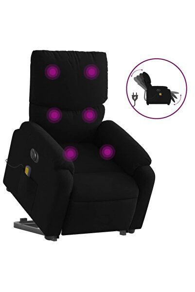 vidaxl Fotoliu electric de masaj rabatabil cu ridicare, negru, textil