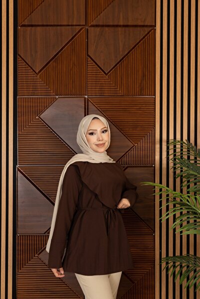 Nergis Neva Butik Tunic with Crossed Belt on the Front