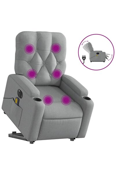 vidaxl Fotoliu electric masaj rabatabil cu ridicare, gri închis textil