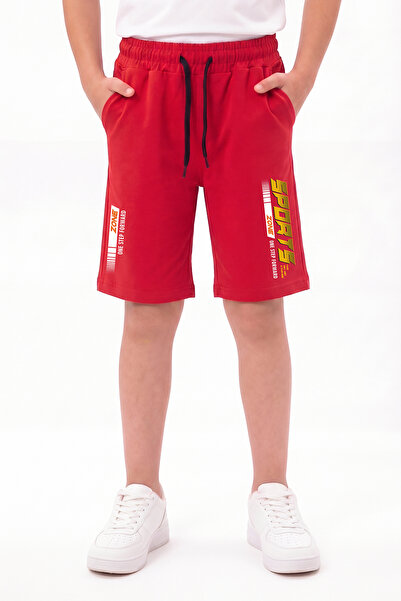 YA KO KİDS Sports Print Detailed Elastic Waist Double Pocket Summer Boys' Cap...
