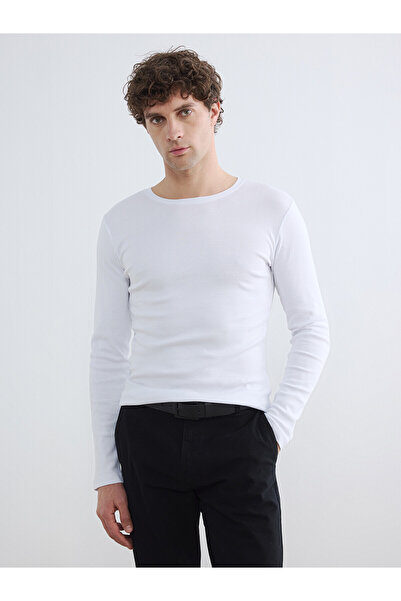 LC Waikiki Nevavm Oval Collar Ribbed Men's T-Shirt with a Difference