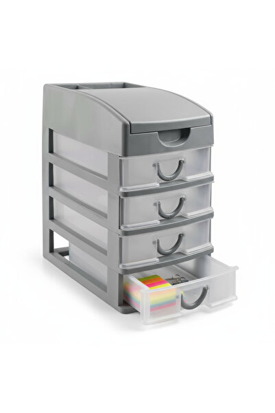 Ayawaska Plastic desk organizer with 4 transparent drawers, modular stand and...