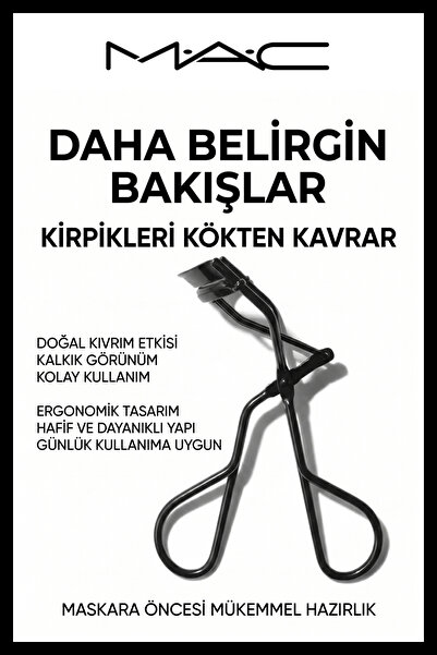 M.A.C Kirpik Kıvırıcı Profesyonel Kirpik Şekillendirici Doğal Kıvrım Veren Ta...