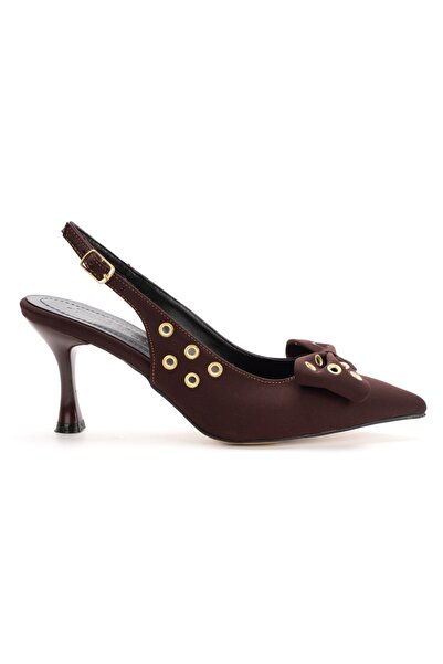 Satenora Elira Satin Bow Open Back Heeled Shoes