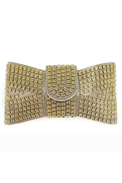 OEM Gold evening clutch bag with rhinestones and chain