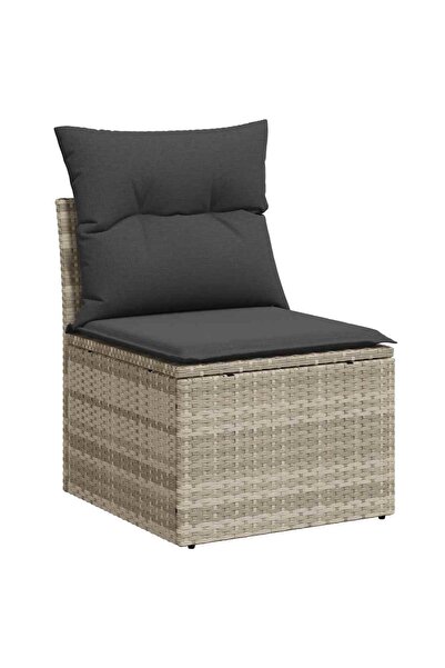 vidaxl Garden sofa without armrests with cushions, light gray polyrattan