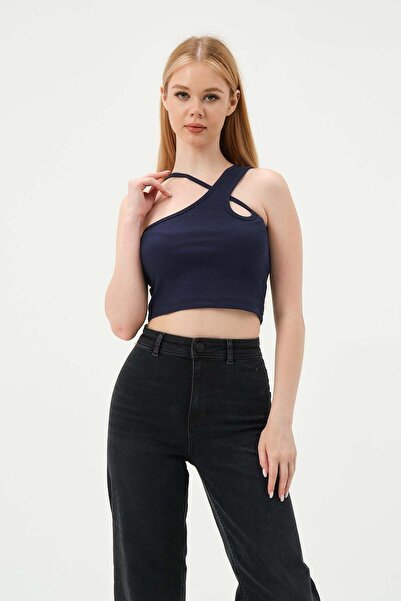 QUHOX Women's Strappy Crop Camisole Indigo