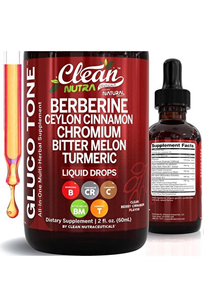 Clean Nutraceuticals Berberine with Ceylon Cinnamon Supplement Liquid Drops +...