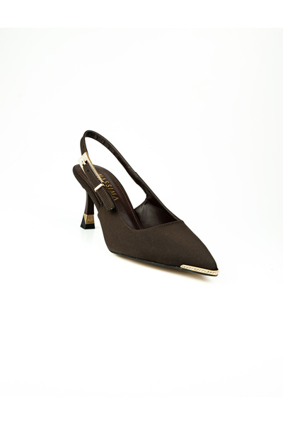 MASSİMA 250 Brown Stone Heeled Evening Dress Women's Shoes