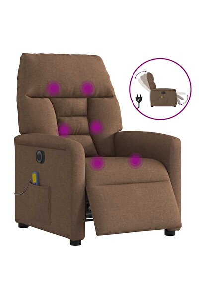 vidaxl Fotoliu electric de masaj rabatabil, maro, textil