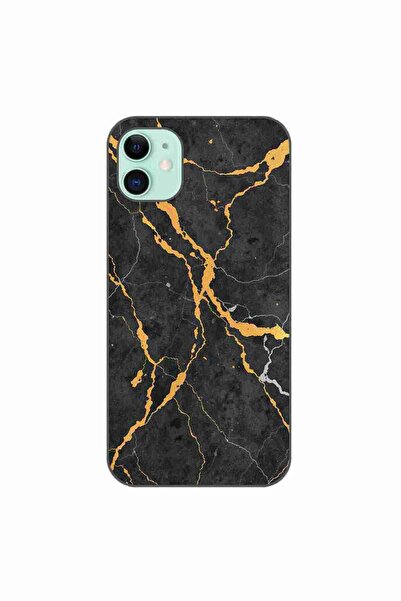 OEM Husa compatibila cu Apple iPhone 11 Silicon Gel Tpu Model Noir Gold Marble