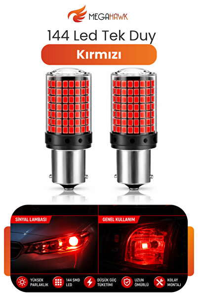 MEGAHAWK 144 LED Tek Duy Kırmızı LED Ampul BA15S P21W Stop Fren Park Lambası ...