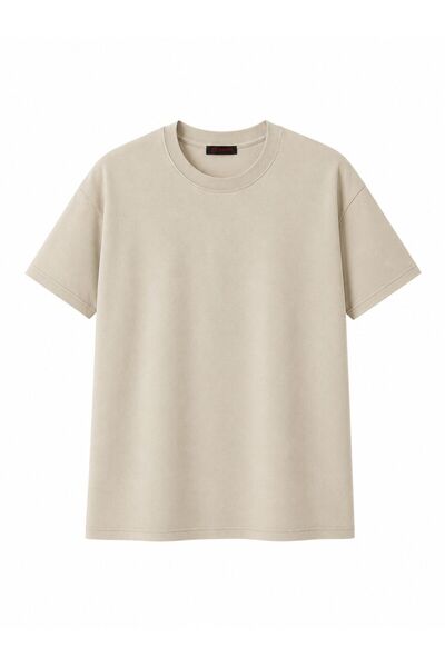 minny max Men's Basic T-Shirt Regular Fit 100% Cotton Beige Color