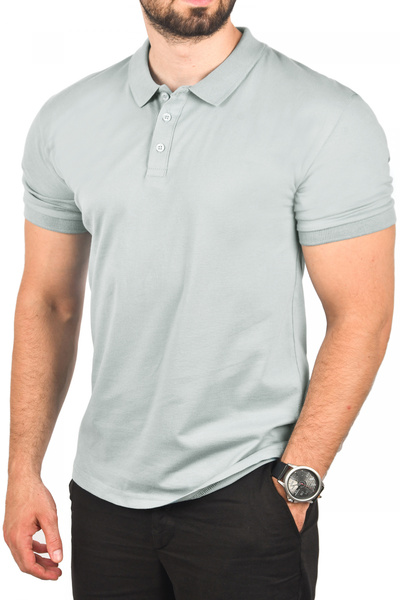 DeepSEA Tricou cu guler polo, verde apă, mărime mare, din țesătură de bumbac ...
