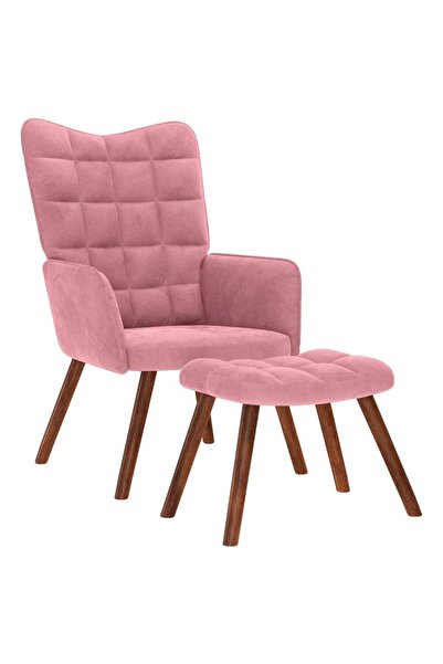 vidaxl Scaun de relaxare cu taburet, roz, catifea