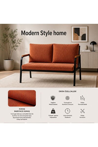 Modern Style Home Teras Balkon ve Kafe İçin Zarif Koltuk Baby Face Kumaş - Yu...