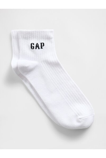 GAP Kadın Beyaz Logo Quarter Crew Çorap