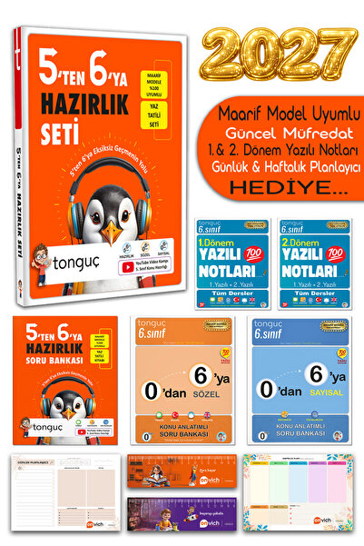 Tonguç Yayınları 6. Sınıf 5 ten 6 ya Hazırlık Seti Maarif Model Uyumlu - 1. v...