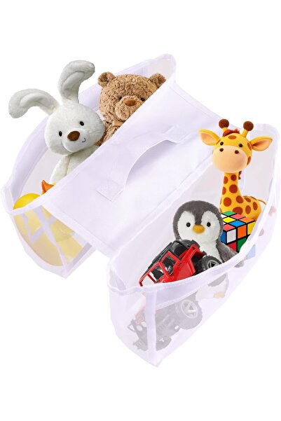 lasuroa Bath Toy Organizer with Handle, Nylon Saddle Shape Mesh Bathtub Toy S...