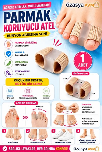 Özasya AVM 1 ADET Ayak Baş Parmak Kemik Eğriliği Düzeltici Aparat Halluks Val...