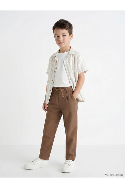 LC Waikiki Nevavm Loose Fit Boys' Linen Blend Pants with a Difference