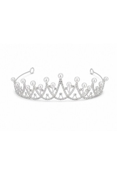OEM Silver tiara with large white pearls on the tips - subtle princess