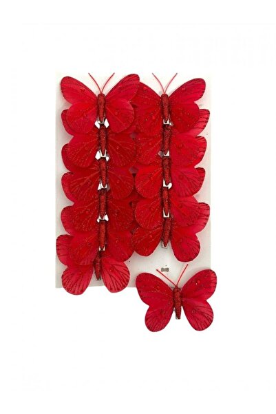 OEM Fluturi Decorativi Din Pene Rosii 12/set Albastru