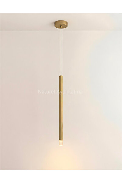 N Naturel Aydınlatma Stick Boru Led Sarkıt Tekli Avize / Gold Gövde Rengi
