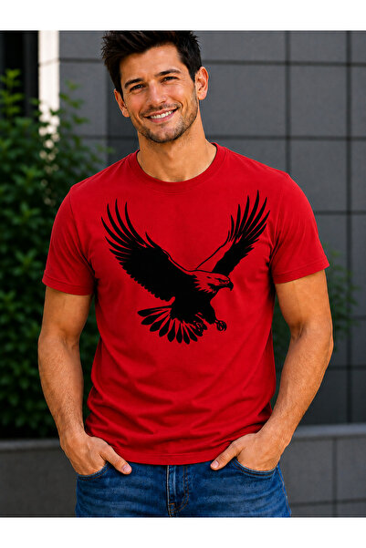 VODEXA Men's Oversize T-Shirt Eagle Printed 100% Cotton T-Shirt Comfortable Fit