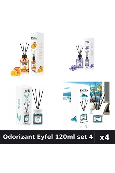 Eyfel Set 4 Odorizant Camera Betisoare 120ml - Mango, Lavanda, Angel, Ocean