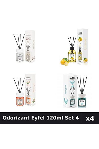 Eyfel Set 4 Odorizant Camera Betisoare - Bumbac, Lămâie, Acacia, Angel 120ml